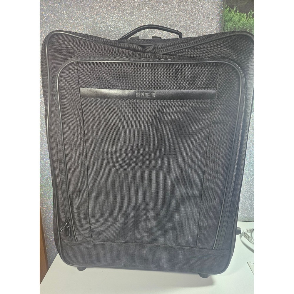 HARTMANN Black Ballistic Nylon Expandable Rolling Suitcase Garment Bag Luggage